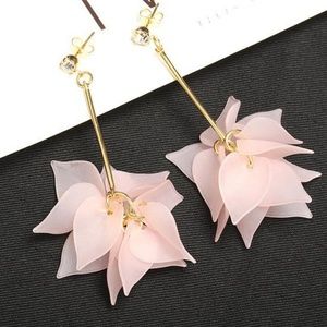 Pretty Pink Flower Petal Drop Earrings